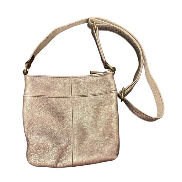 Fossil Explorer Mini Leather Crossbody Bag Metallic Platinum Silver - Picture 2 of 7